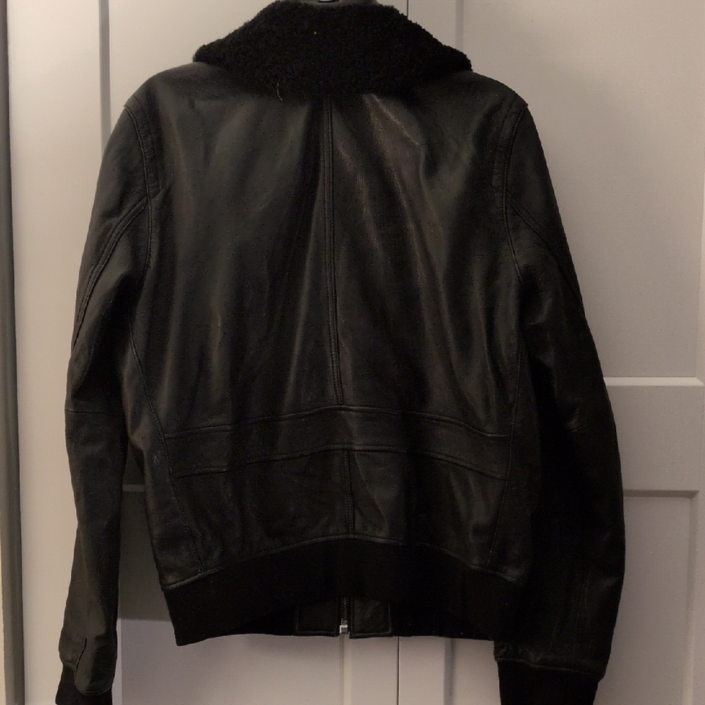 Coach Black Leather Bomber Jacket with Removable Shearling Collar- FREE SHIPPING - Picture 10 of 16